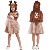 Christmas Kids Girls Cute Deer Elk Cartoon Cosplay Dress Costume Fancy Outfits Halloween Carnival Suit